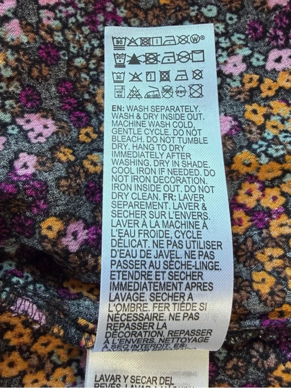 Roxy Floral Mini Dress Size M Boho Peasant Long Sleeve Cottagecore - Picture 8 of 9